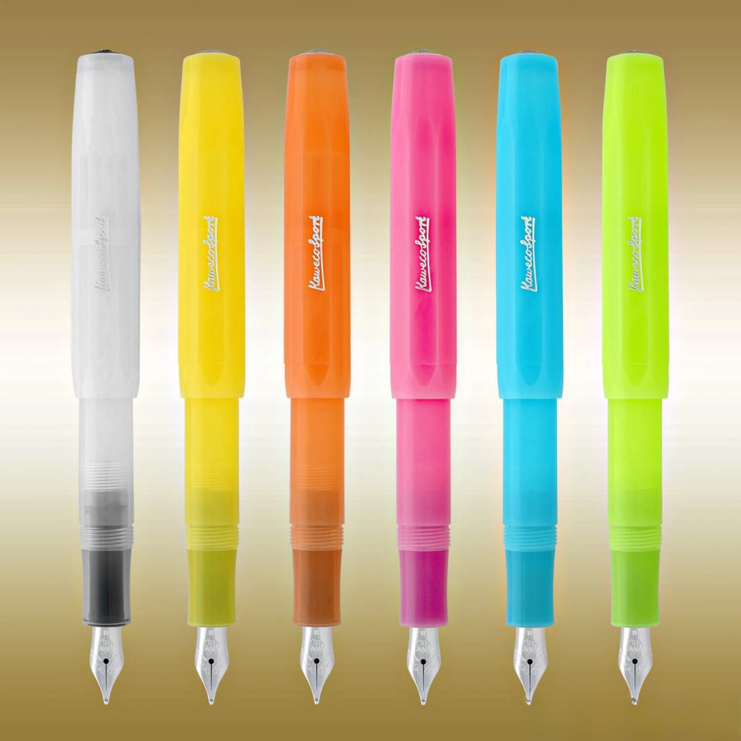 Kaweco Frosted Sport Fountain Pen - Sweet Banana — flat lay