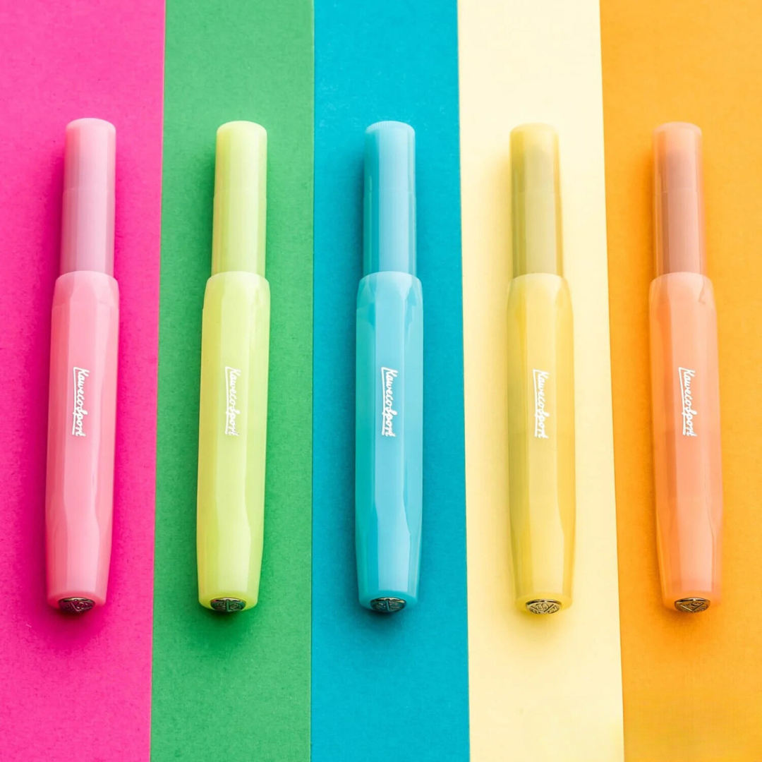 Kaweco Frosted Sport Fountain Pen - Sweet Banana — flat lay