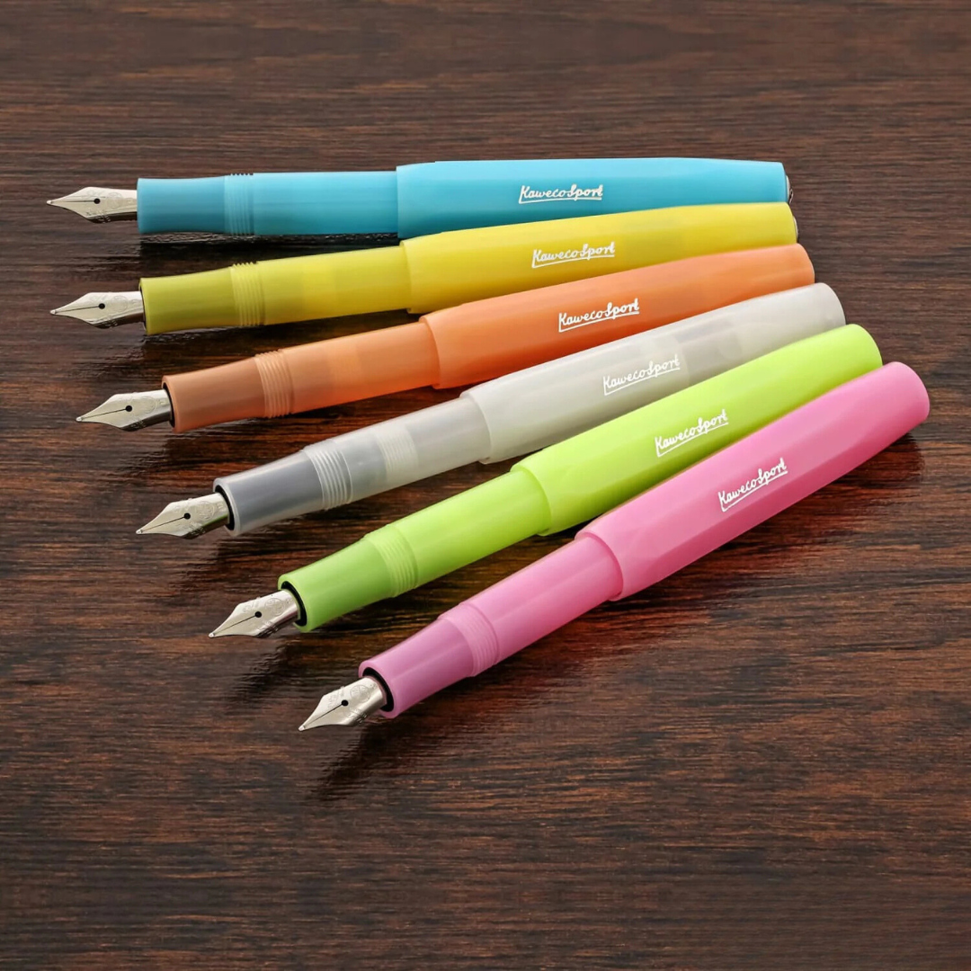 Kaweco Frosted Sport Fountain Pen - Sweet Banana — flat lay
