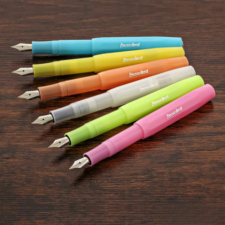 Kaweco Frosted Sport Fountain Pen - Sweet Banana — flat lay