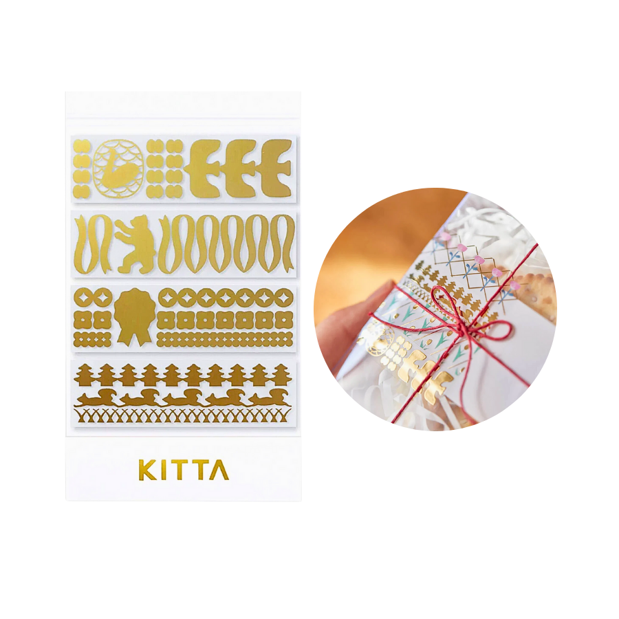 KITTA Masking Tape in Clear Parts (Gold Foil) — KITTA masking tape — decorative paper tape for journaling and scrapbooking, at Cityluxe Singapore