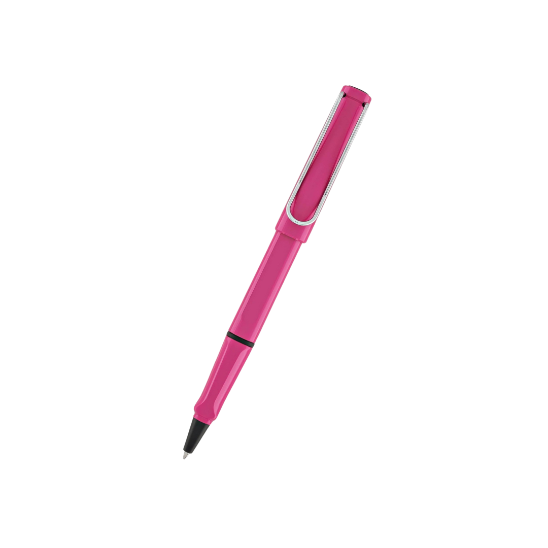 Lamy Safari Rollerball Pen Pink — uncapped with cap posted