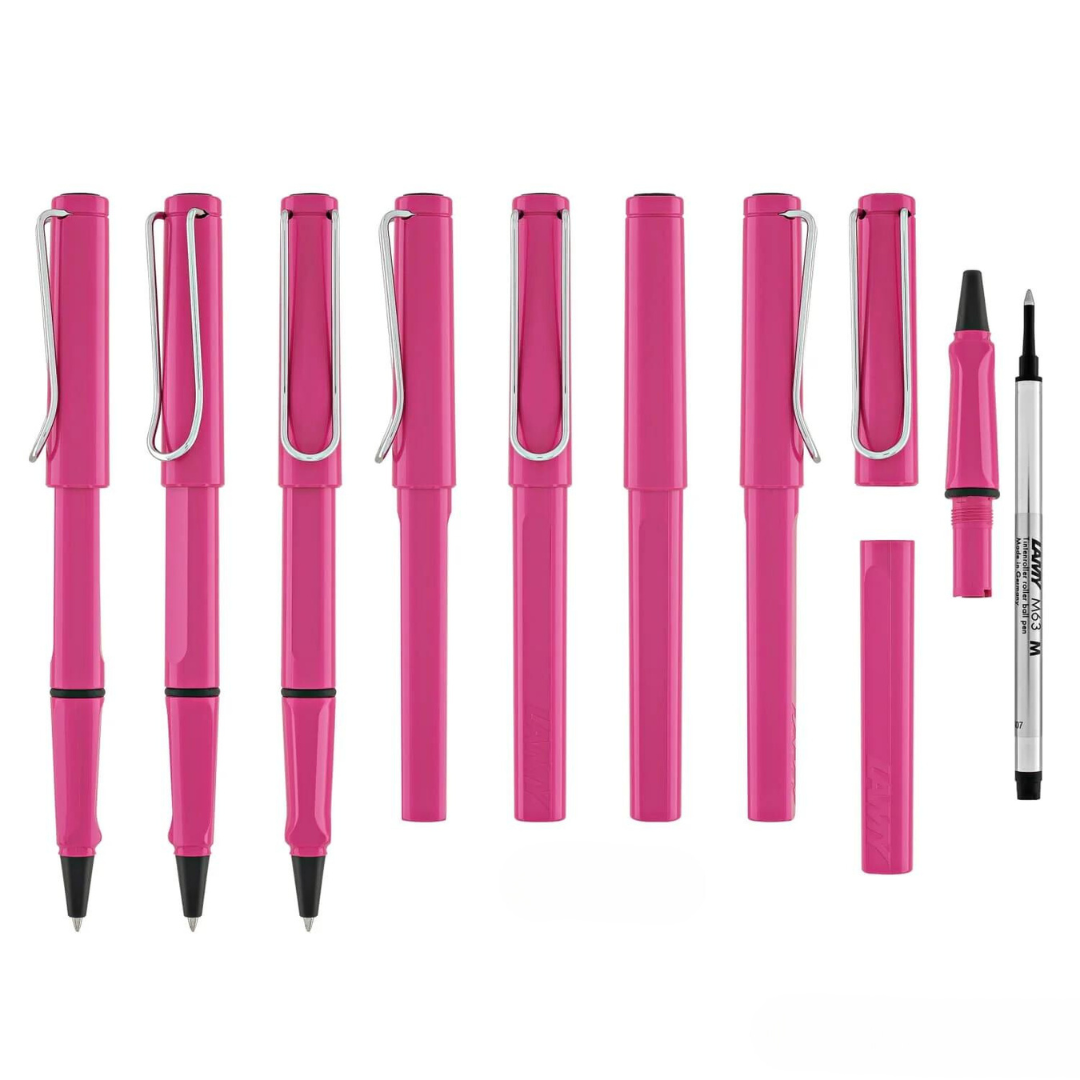 Lamy Safari Rollerball Pen Pink — Lamy rollerball pen — fluid gel ink writing instrument, at Cityluxe Singapore