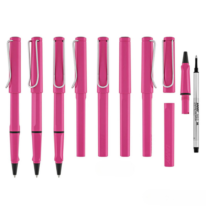 Lamy Safari Rollerball Pen Pink — Lamy rollerball pen — fluid gel ink writing instrument, at Cityluxe Singapore