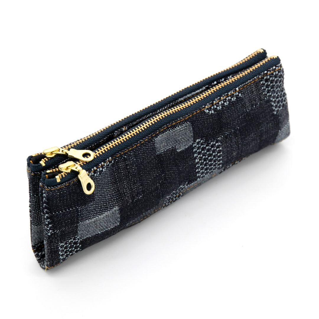 Luddite Authentic Denim Folding Pen Case - Patchwork — with packaging