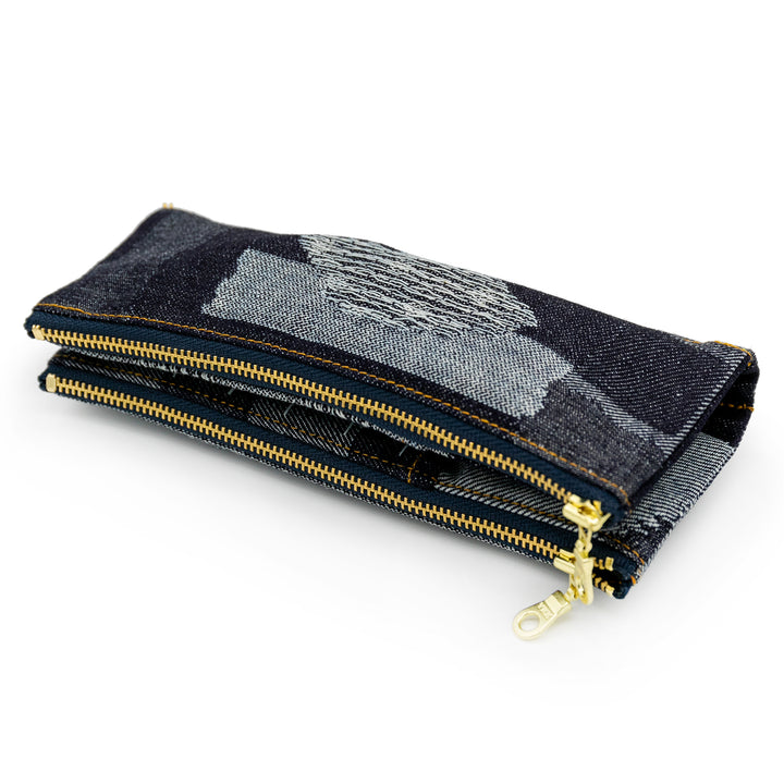 Luddite Authentic Denim Folding Pen Case - Random Patchwork — tip detail