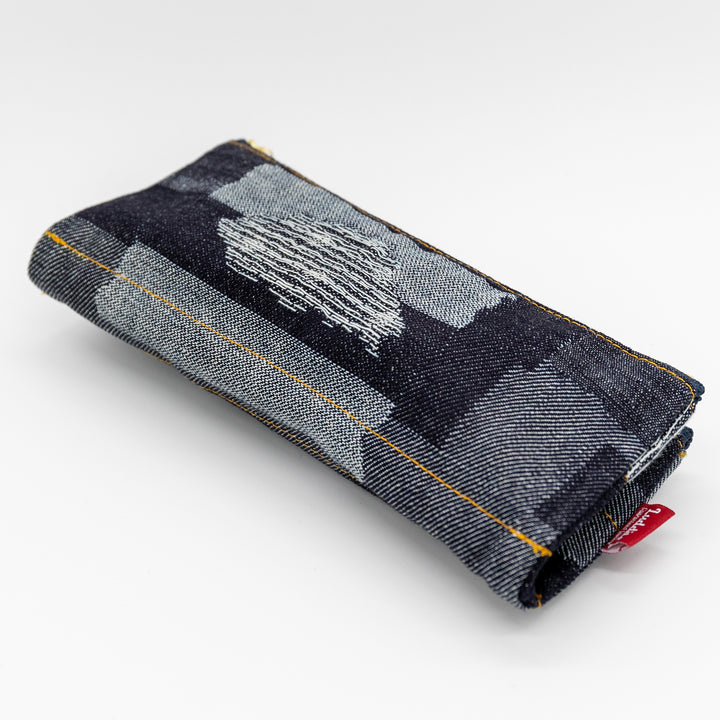 Luddite Authentic Denim Folding Pen Case - Random Patchwork — with packaging