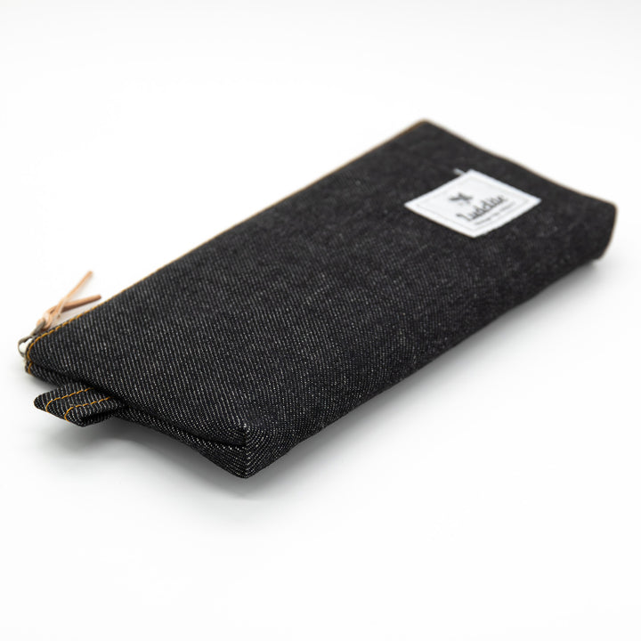 Luddite Pen Case M - Okayama Denim Black — with packaging
