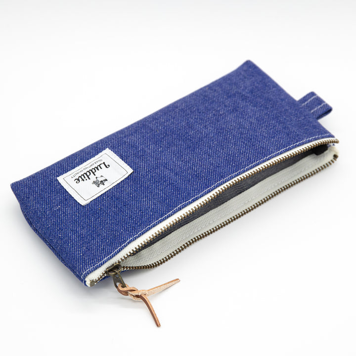 Luddite Pen Case M - Okayama Denim Blue — with packaging