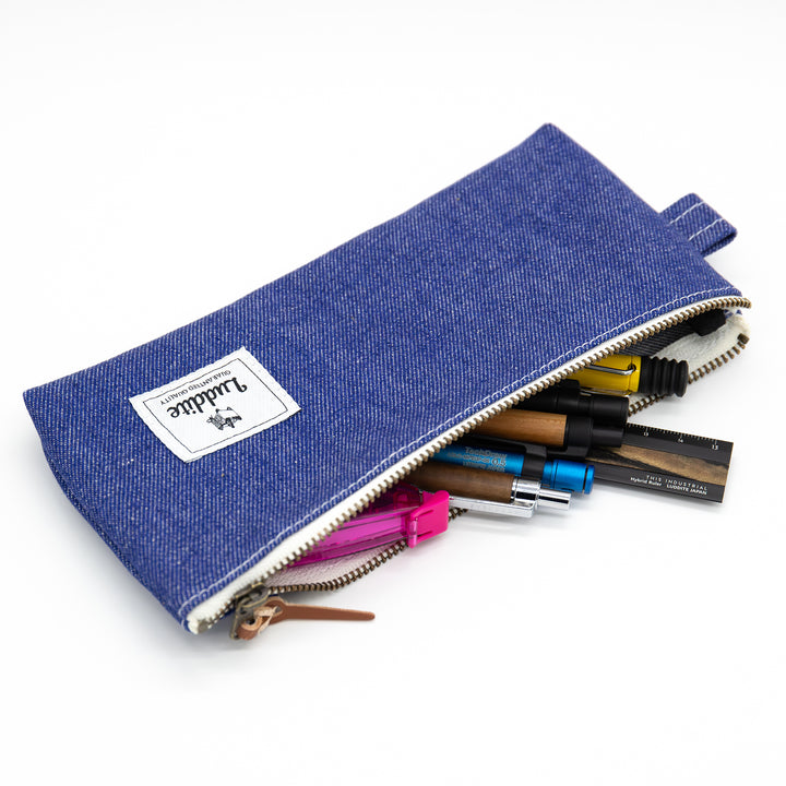 Luddite Pen Case M - Okayama Denim Blue — barrel detail