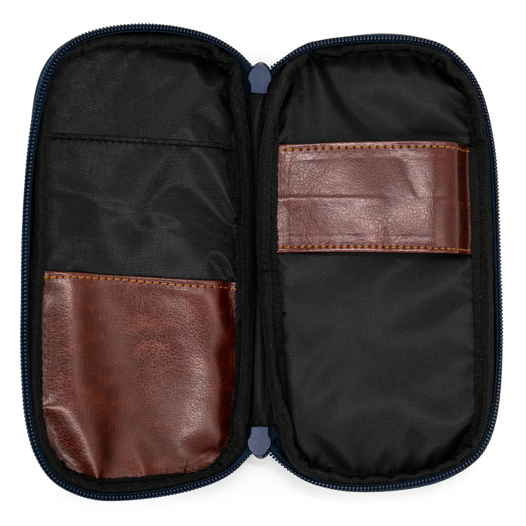 Luddite Round Zip Pencase Okayama Denim - Random Patchwork — barrel detail