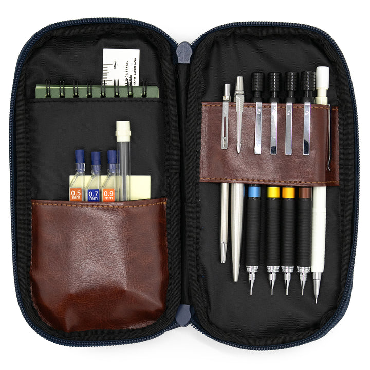 Luddite Round Zip Pencase Okayama Denim - Random Patchwork — writing at an angle