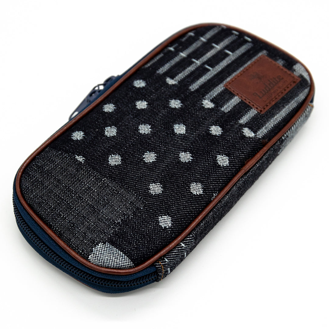 Luddite Round Zip Pencase Okayama Denim - Random Patchwork — with packaging