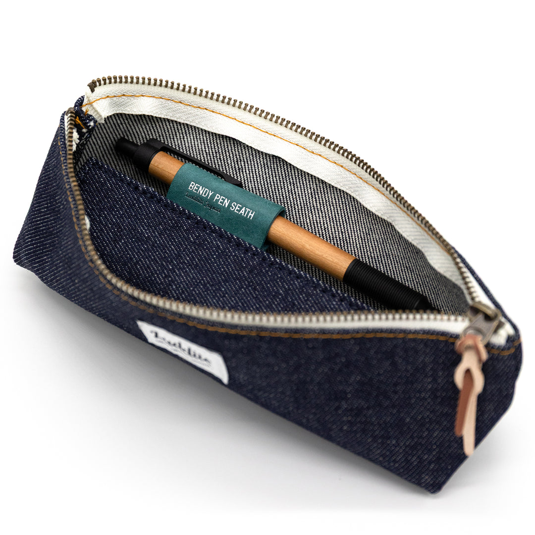 Luddite Denim×MAYA Bendy Pen Sheath 2+1 - Denim — with packaging