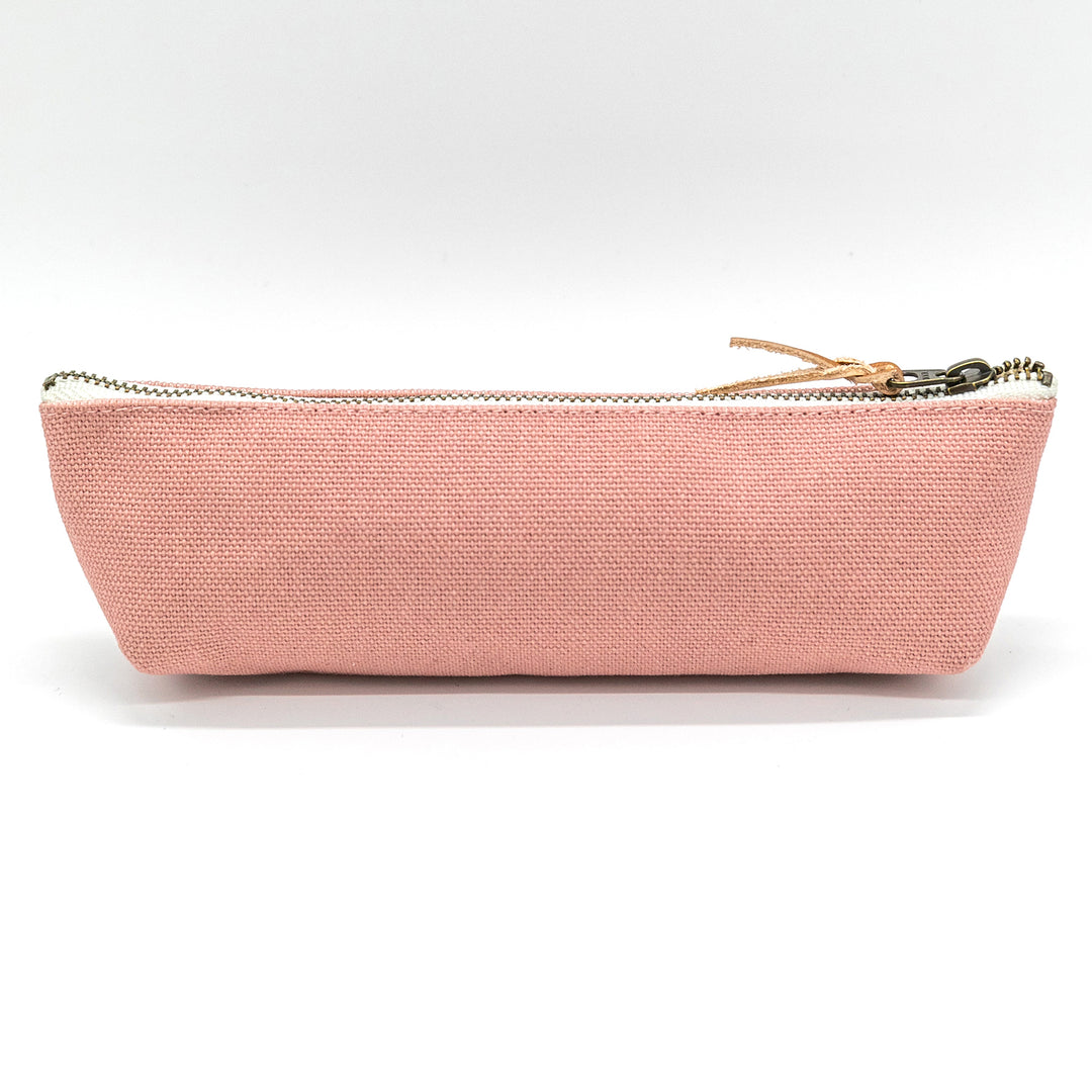Luddite Kurashiki Canvas Pen Case S - Smoky Pink — lead extended