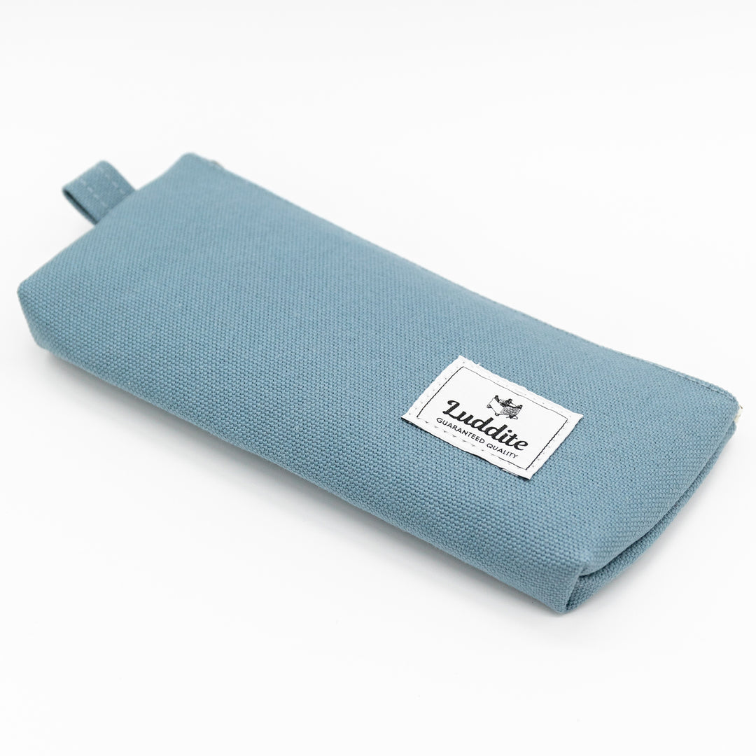 Luddite Kurashiki Canvas Pen Case M - Blue Gray — with packaging