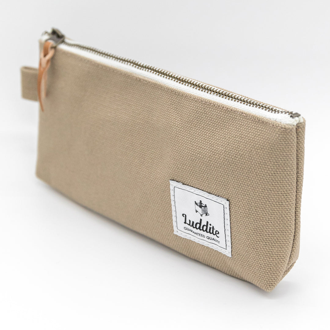 Luddite Kurashiki Canvas Pen Case M - Greige — with packaging