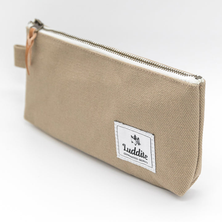 Luddite Kurashiki Canvas Pen Case M - Greige — with packaging
