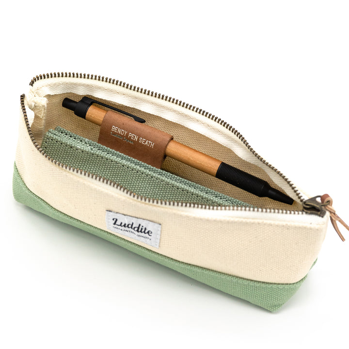 Luddite Canvas×MAYA Bendy Pen Sheath 2+1 - Khaki — with packaging