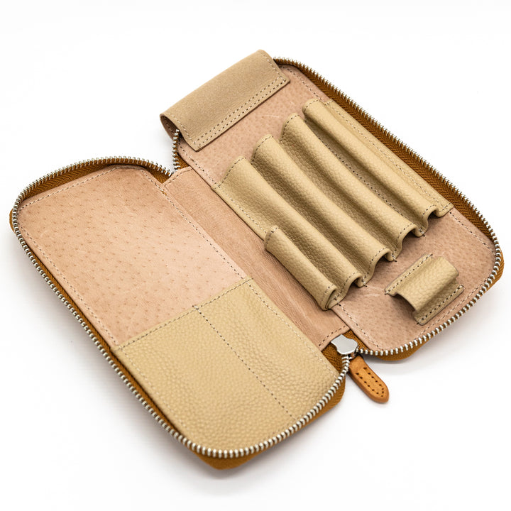 Luddite MAYA Roundzip Pencase Essential - Brown — writing at an angle