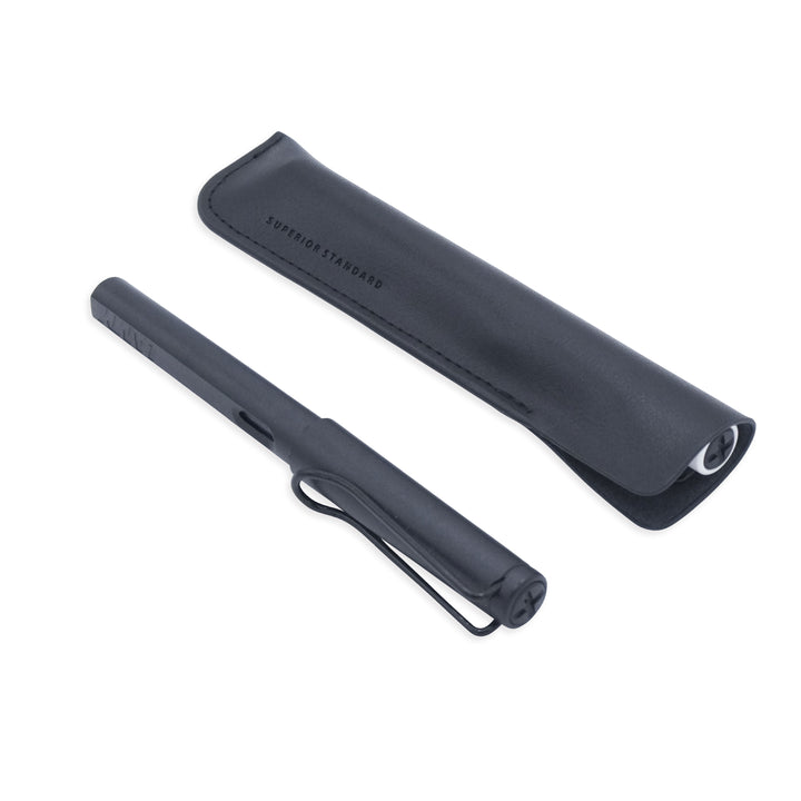 Luddite Superior Standard PU Leather Pen Holder - Black — writing at an angle