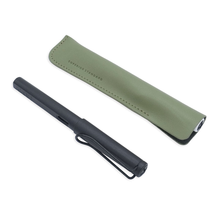Luddite Superior Standard PU Leather Pen Holder - Khaki — writing at an angle