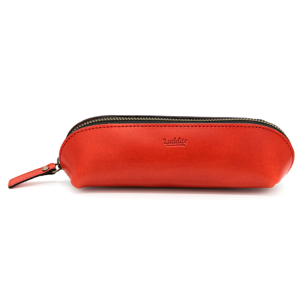 Luddite Trattoria Leather Pen Case in Red — Luddite pencil — quality graphite writing pencil, at Cityluxe Singapore