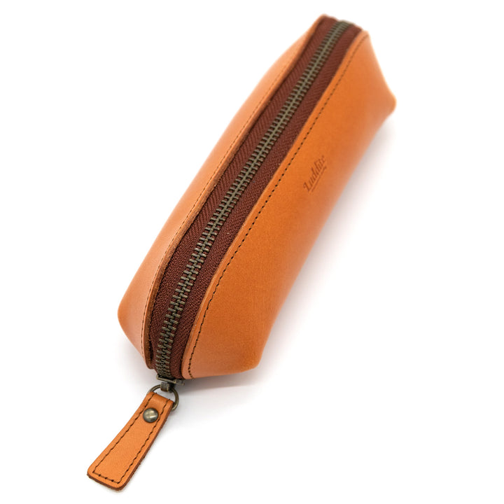 Luddite Trattoria Leather Pen Case - Camel — with packaging
