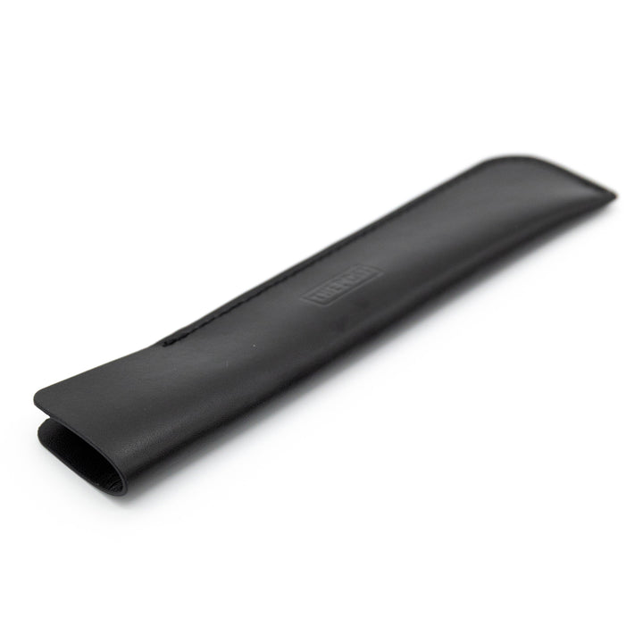 Luddite THE POST Bonded Leather Fiber Pen Sheath - Black — writing at an angle