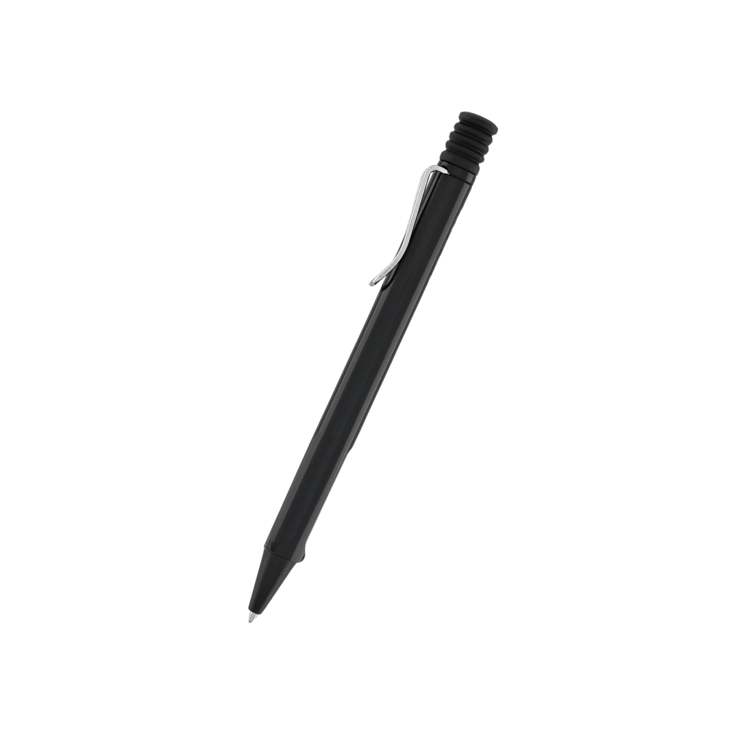 Lamy Safari Ballpoint Pen Black — uncapped with cap posted