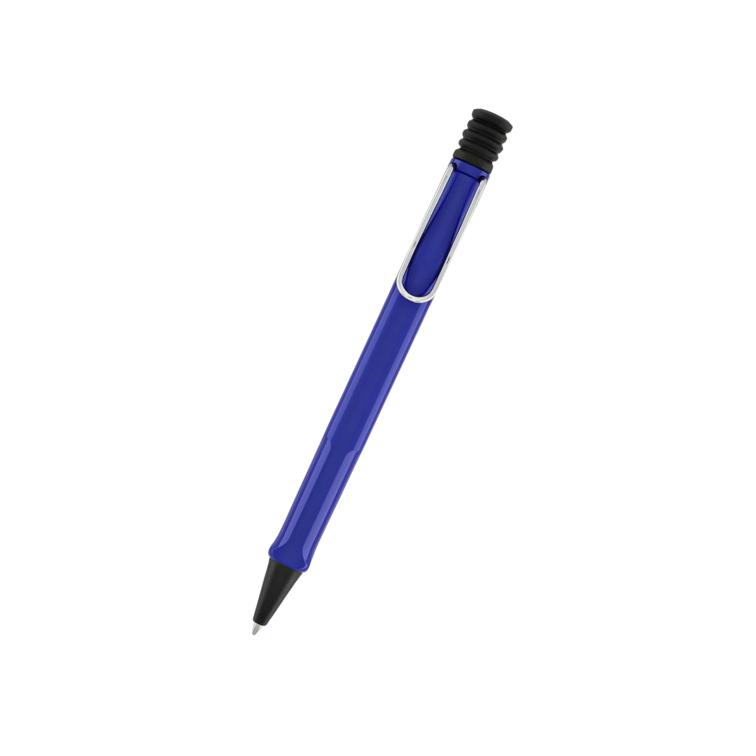 Lamy Safari Ballpoint Pen Blue — uncapped with cap posted