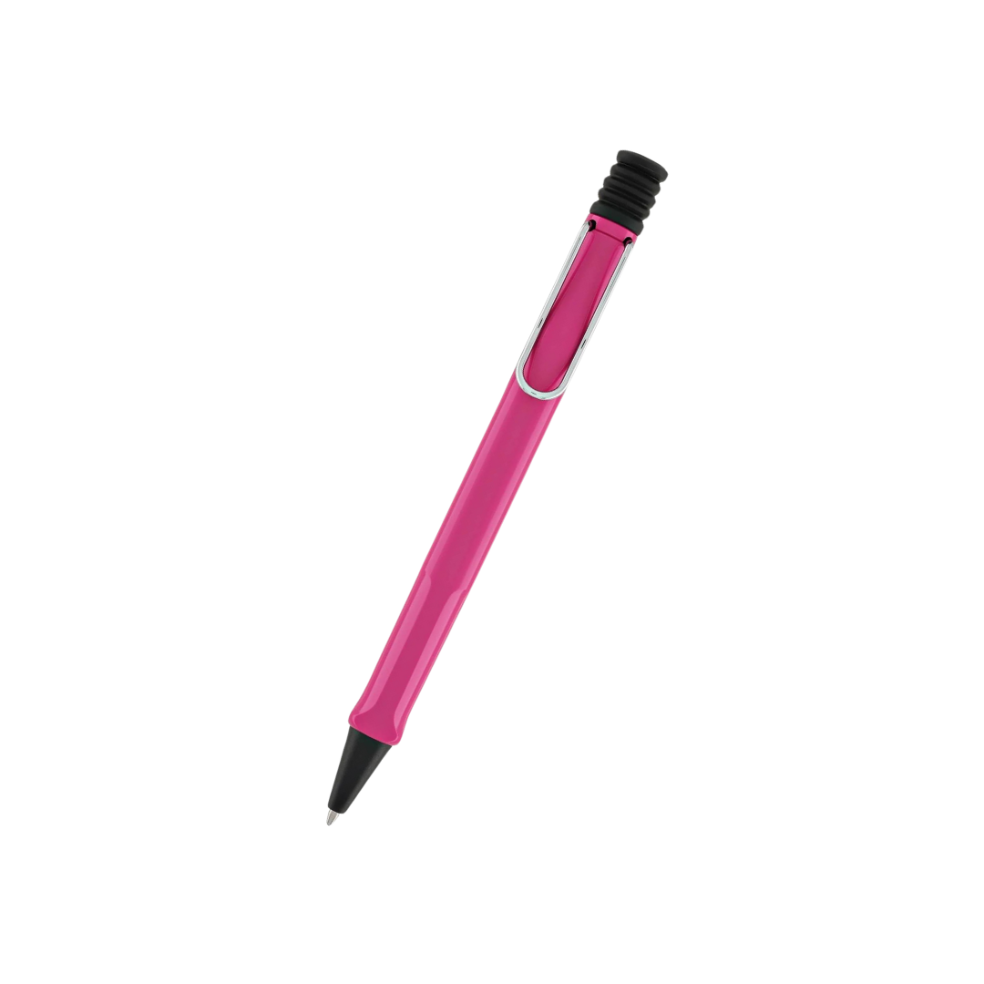 Lamy Safari Ballpoint Pen Pink — uncapped with cap posted
