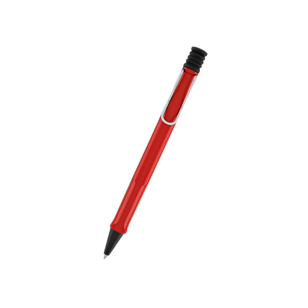Lamy Safari Ballpoint Pen Red — uncapped with cap posted