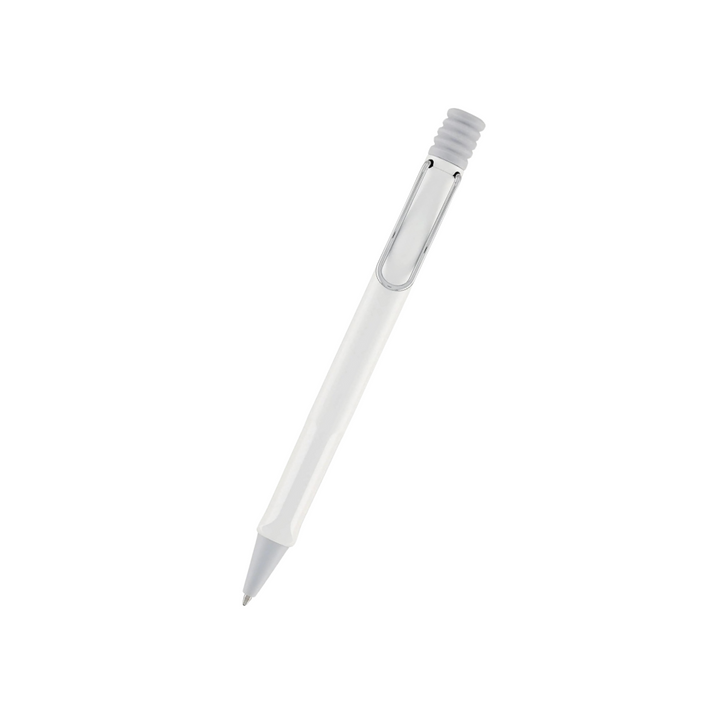 Lamy Safari Ballpoint Pen White — uncapped with cap posted