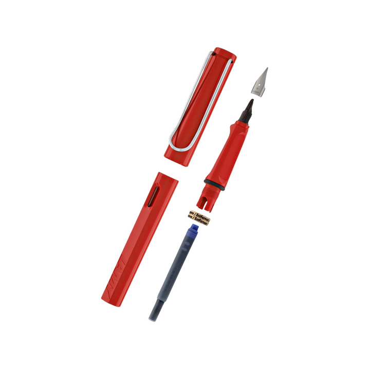 Lamy Safari Fountain Pen Red — flat lay