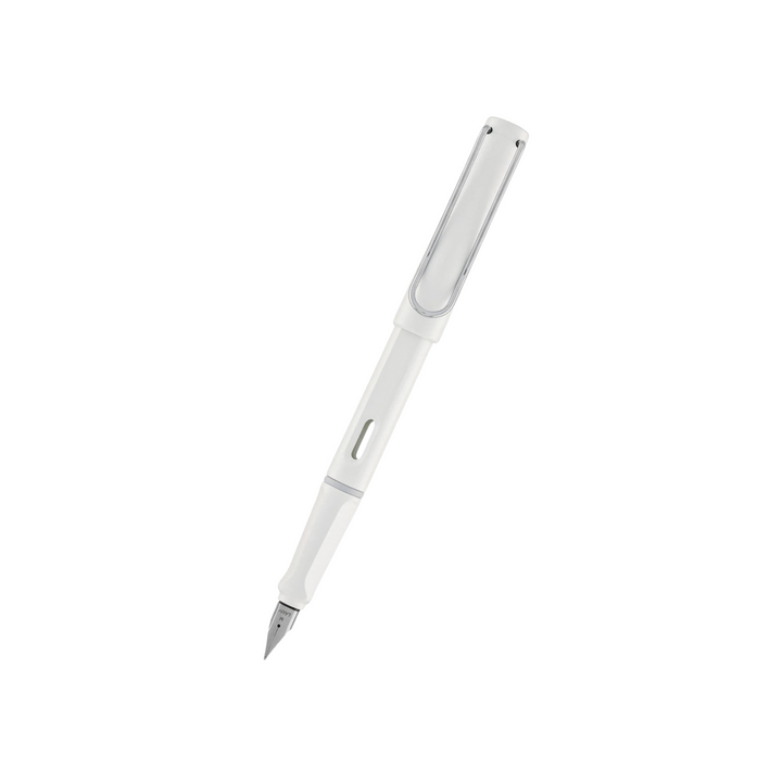Lamy Safari Fountain Pen White — uncapped with cap posted