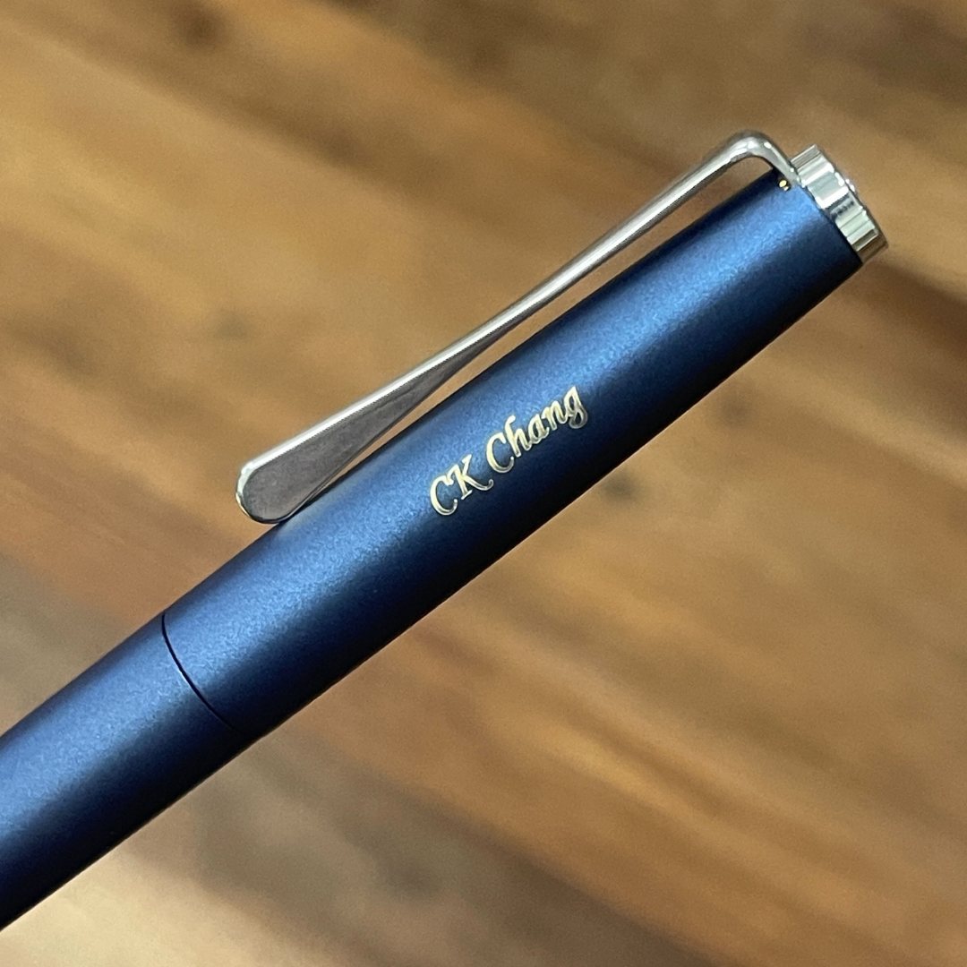 Lamy Studio Ballpoint Pen Imperial Blue — writing at an angle