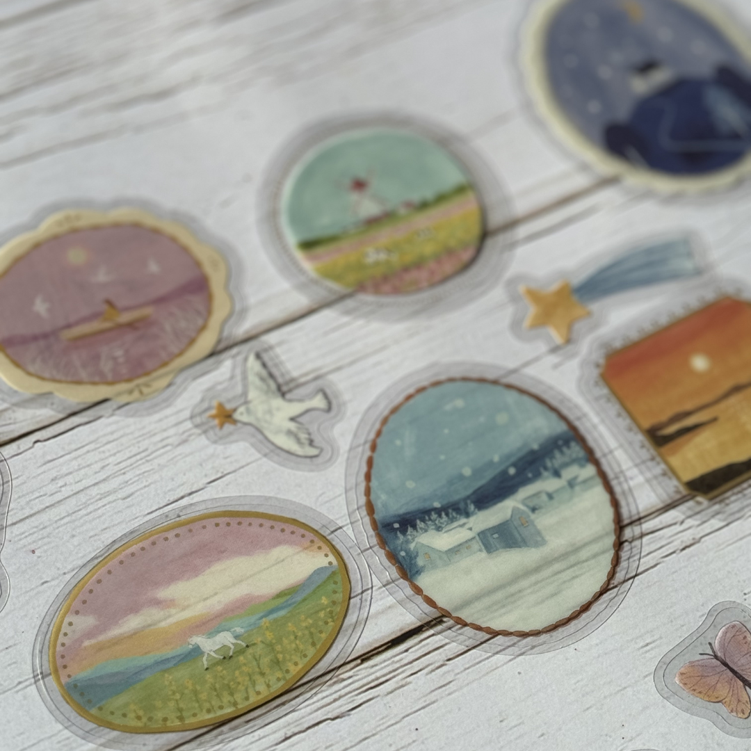 BGM Clear Seal: Maiden Brooch in Landscape — BGM decorative sticker — for journaling planners and scrapbooking, at Cityluxe Singapore