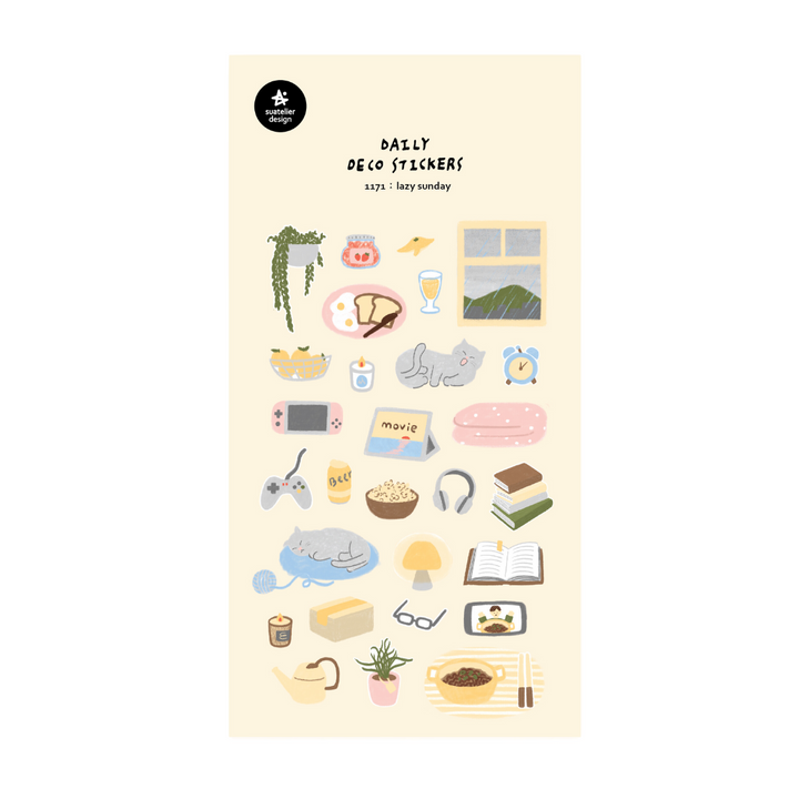 Suatelier Daily Deco Sticker in Lazy Sunday — Suatelier decorative sticker — for journaling, planners and scrapbooking, at Cityluxe Singapore