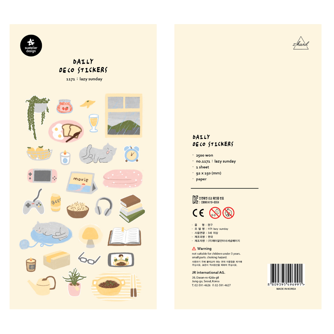 Suatelier Daily Deco Sticker in Lazy Sunday — Suatelier decorative sticker — for journaling, planners and scrapbooking, at Cityluxe Singapore