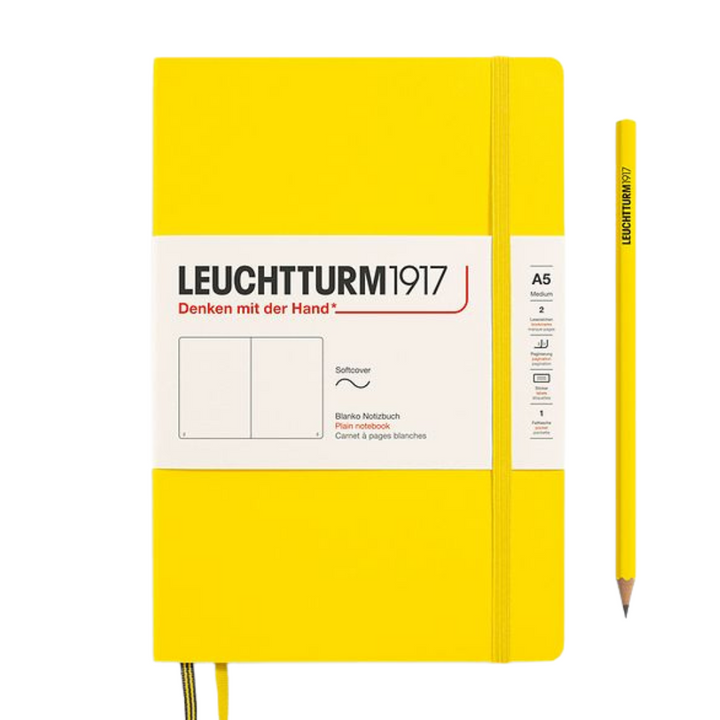 Leuchtturm1917 A5 Medium Softcover Notebook in Plain / Lemon — Leuchtturm1917 notebook — quality writing journal with premium paper, at Cityluxe Singapore stationery store