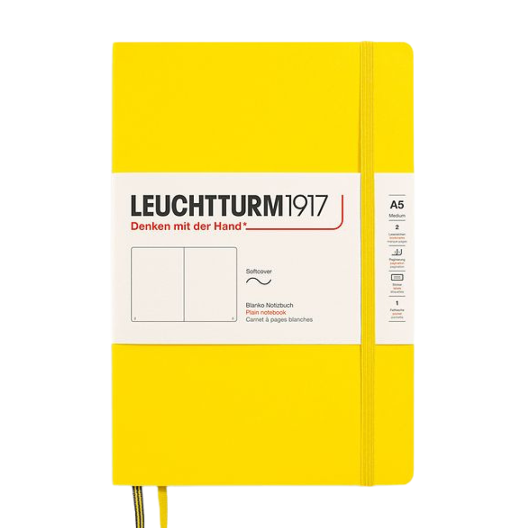 Leuchtturm1917 A5 Medium Softcover Notebook in Plain / Lemon — Leuchtturm1917 notebook — quality writing journal with premium paper, at Cityluxe Singapore stationery store