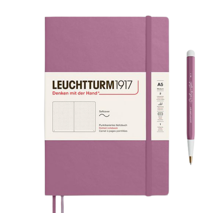 Leuchtturm1917 A5 Medium Softcover Notebook in Dotted / Dusty Rose — Leuchtturm1917 notebook — quality writing journal with premium paper, at Cityluxe Singapore stationery store