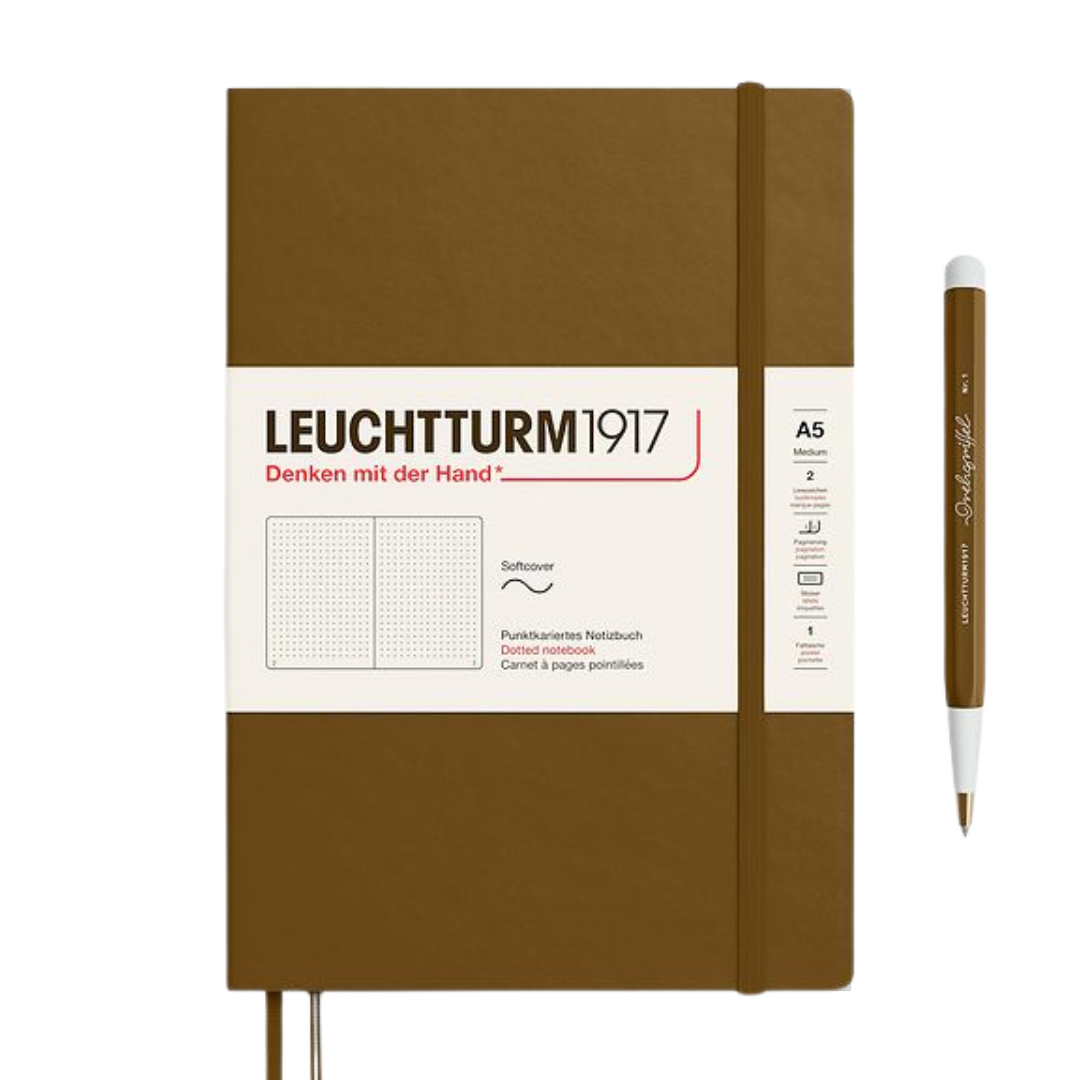 Leuchtturm1917 A5 Medium Softcover Notebook in Dotted / Spice Brown — Leuchtturm1917 notebook — quality writing journal with premium paper, at Cityluxe Singapore stationery store