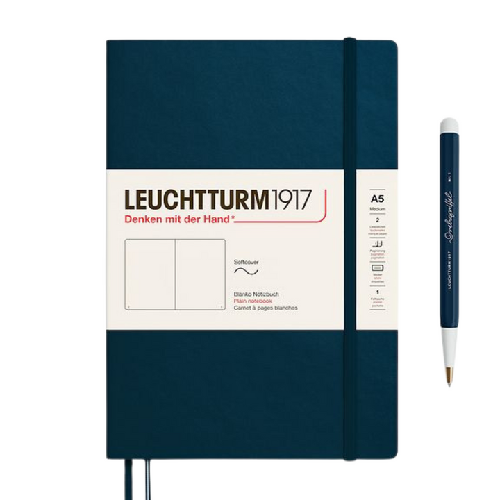 Leuchtturm1917 A5 Medium Softcover Notebook in Plain / Deep Sea — Leuchtturm1917 notebook — quality writing journal with premium paper, at Cityluxe Singapore stationery store