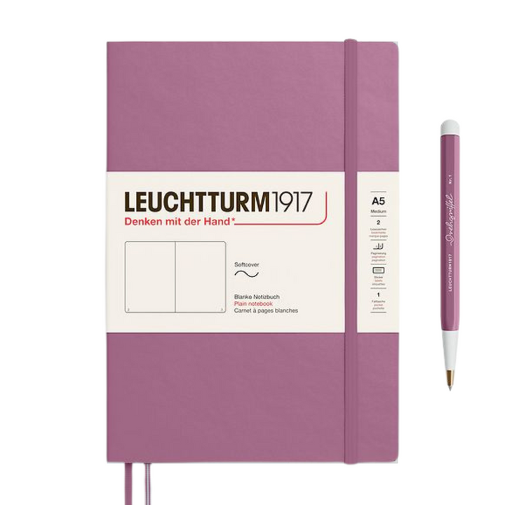Leuchtturm1917 A5 Medium Softcover Notebook in Plain / Dusty Rose — Leuchtturm1917 notebook — quality writing journal with premium paper, at Cityluxe Singapore stationery store