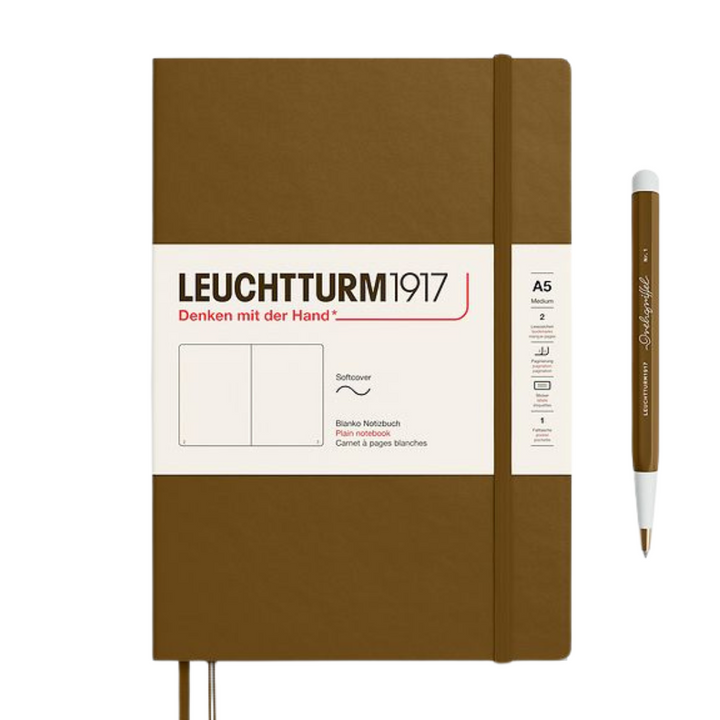 Leuchtturm1917 A5 Medium Softcover Notebook in Plain / Spice Brown — Leuchtturm1917 notebook — quality writing journal with premium paper, at Cityluxe Singapore stationery store