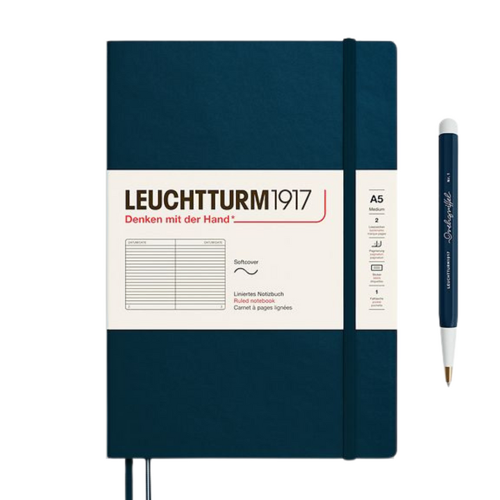 Leuchtturm1917 A5 Medium Softcover Notebook in Ruled / Deep Sea — Leuchtturm1917 notebook — quality writing journal with premium paper, at Cityluxe Singapore stationery store