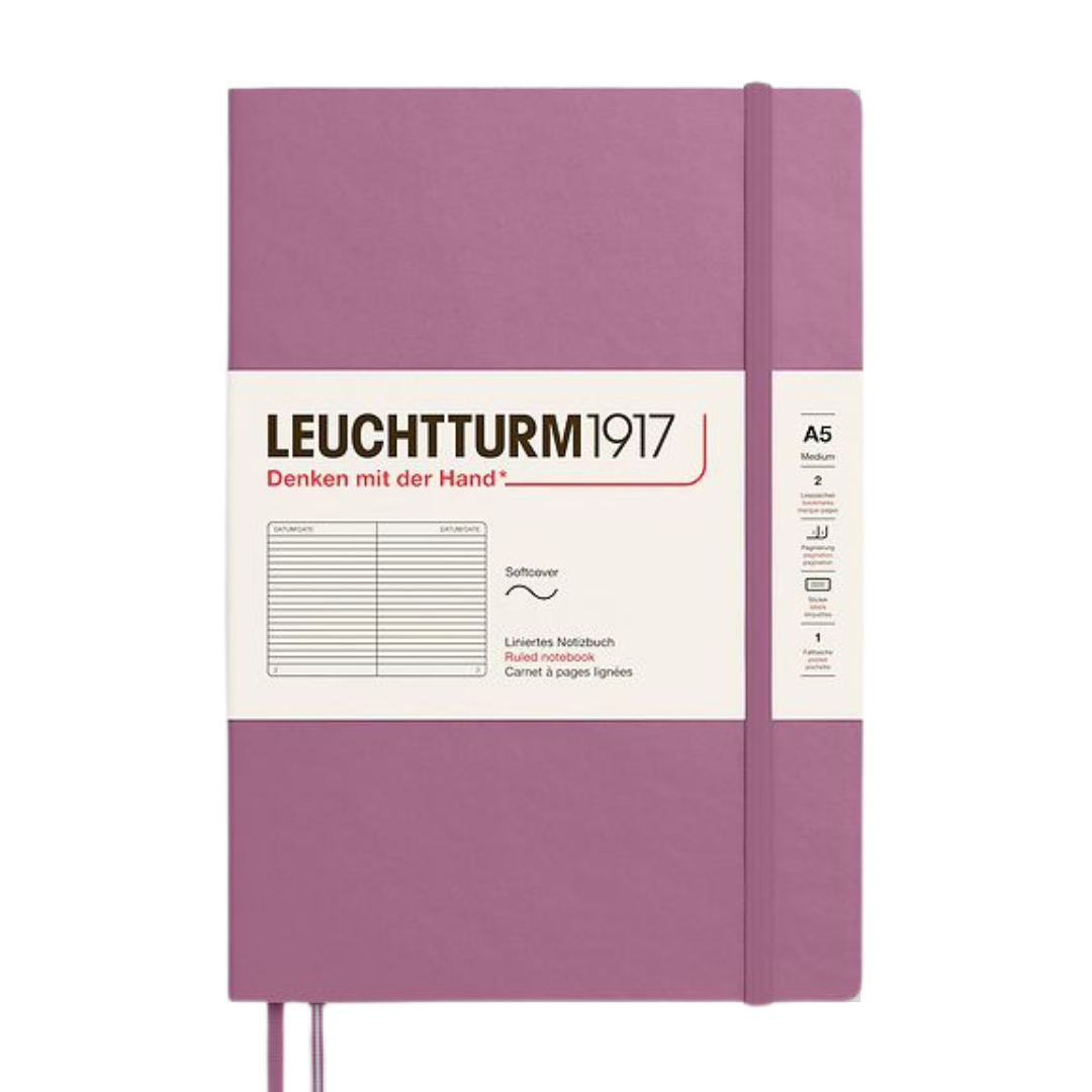 Leuchtturm1917 A5 Medium Softcover Notebook in Ruled / Dusty Rose — Leuchtturm1917 notebook — quality writing journal with premium paper, at Cityluxe Singapore stationery store