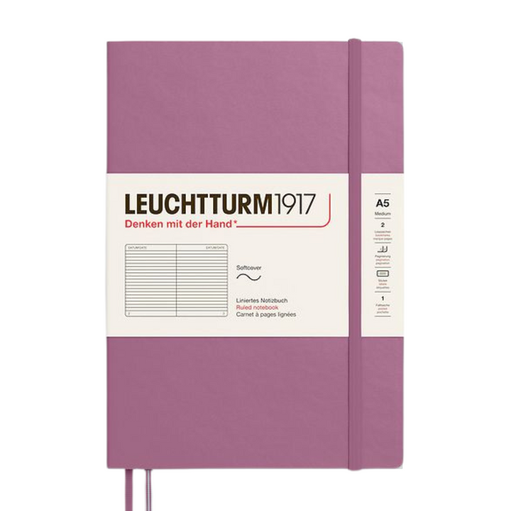 Leuchtturm1917 A5 Medium Softcover Notebook in Ruled / Dusty Rose — Leuchtturm1917 notebook — quality writing journal with premium paper, at Cityluxe Singapore stationery store
